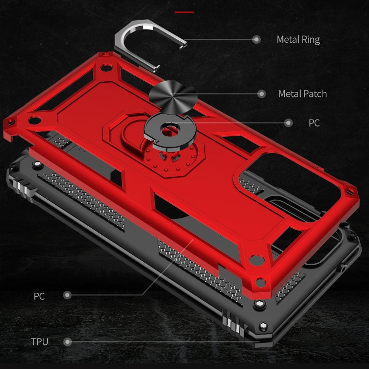 For Samsung Galaxy A52 5G / 4G Shockproof TPU + PC Protective Case with 360 Degree Rotating Holder(Red)