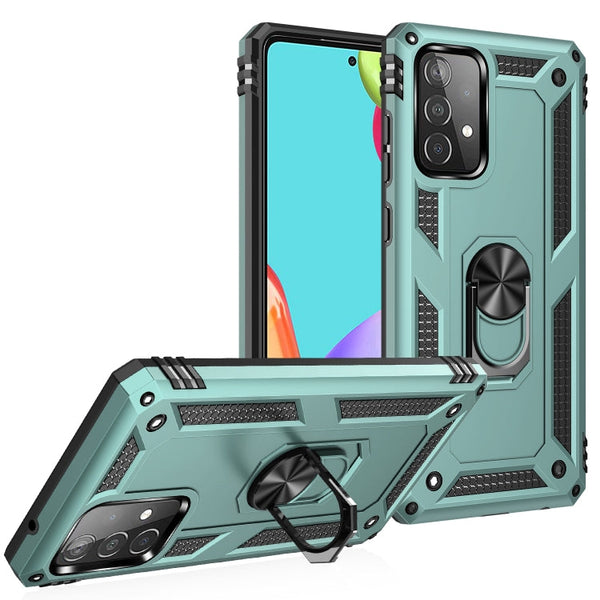 For Samsung Galaxy A52 5G / 4G Shockproof TPU + PC Protective Case with 360 Degree Rotating Holder(Green)