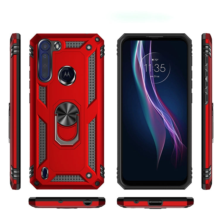 For Motorola Moto One Fusion Shockproof TPU + PC Protective Case with 360 Degree Rotating Holder(Silver)
