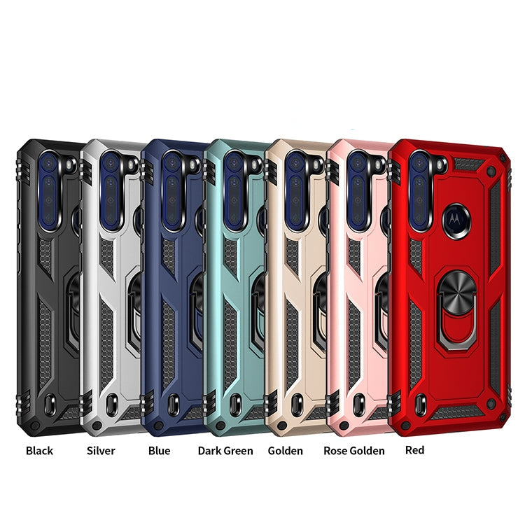 For Motorola Moto One Fusion Shockproof TPU + PC Protective Case with 360 Degree Rotating Holder(Silver)