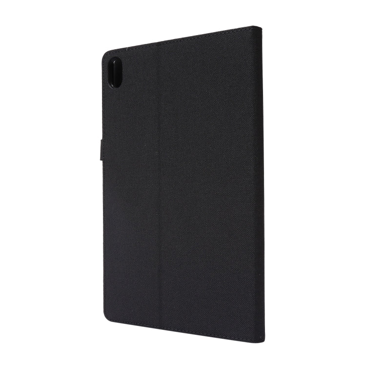 For Lenovo Tab P11 Horizontal Flip TPU + Fabric PU Leather Protective Case with Name Card Clip(Black)