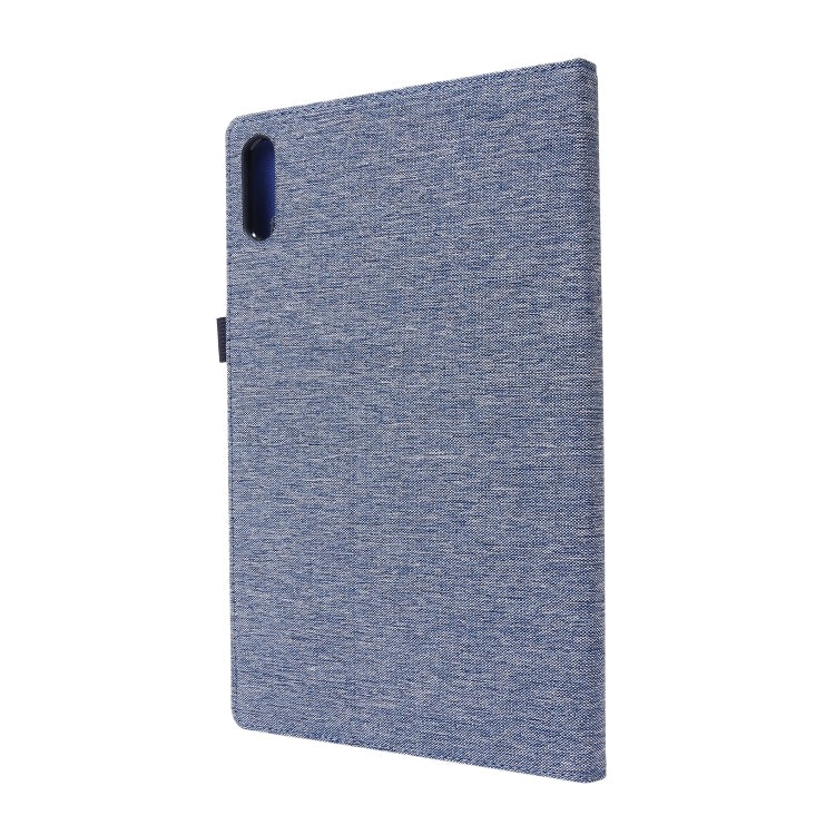 For Lenovo Tab P11 Horizontal Flip TPU + Fabric PU Leather Protective Case with Name Card Clip(Dark Blue)