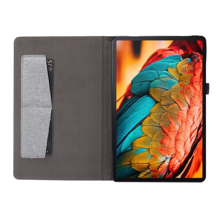 For Lenovo Tab P11 Horizontal Flip TPU + Fabric PU Leather Protective Case with Name Card Clip(Dark Blue)
