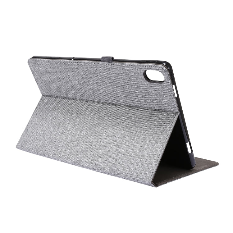 For Lenovo Tab P11 Horizontal Flip TPU + Fabric PU Leather Protective Case with Name Card Clip(Dark Blue)
