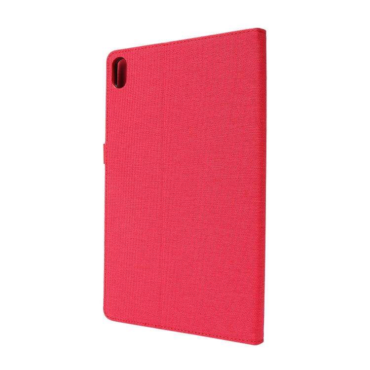 For Lenovo Tab P11 Horizontal Flip TPU + Fabric PU Leather Protective Case with Name Card Clip(Red)