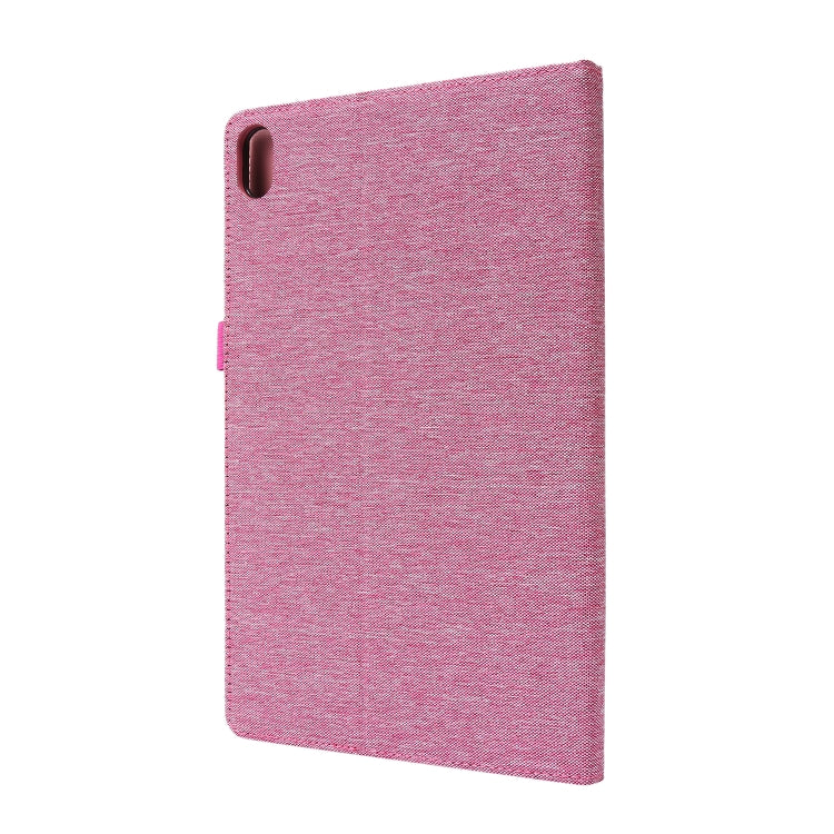For Lenovo Tab P11 Horizontal Flip TPU + Fabric PU Leather Protective Case with Name Card Clip(Rose Red)
