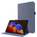 For Samsung Galaxy Tab S8+ / Tab S8 Plus / Tab S7 FE / Tab S7+ / T970 Horizontal Flip TPU + Fabric PU Leather Protective Case with Name Card Clip(Dark Blue)