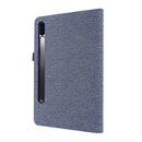 For Samsung Galaxy Tab S8+ / Tab S8 Plus / Tab S7 FE / Tab S7+ / T970 Horizontal Flip TPU + Fabric PU Leather Protective Case with Name Card Clip(Dark Blue)