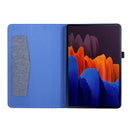 For Samsung Galaxy Tab S8+ / Tab S8 Plus / Tab S7 FE / Tab S7+ / T970 Horizontal Flip TPU + Fabric PU Leather Protective Case with Name Card Clip(Dark Blue)