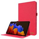 For Samsung Galaxy Tab S8+ / Tab S8 Plus / Tab S7 FE / Tab S7+ / T970 Horizontal Flip TPU + Fabric PU Leather Protective Case with Name Card Clip(Red)