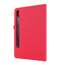 For Samsung Galaxy Tab S8+ / Tab S8 Plus / Tab S7 FE / Tab S7+ / T970 Horizontal Flip TPU + Fabric PU Leather Protective Case with Name Card Clip(Red)