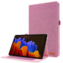 For Samsung Galaxy Tab S8+ / Tab S8 Plus / Tab S7 FE / Tab S7+ / T970 Horizontal Flip TPU + Fabric PU Leather Protective Case with Name Card Clip(Rose Red)