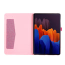 For Samsung Galaxy Tab S8+ / Tab S8 Plus / Tab S7 FE / Tab S7+ / T970 Horizontal Flip TPU + Fabric PU Leather Protective Case with Name Card Clip(Rose Red)