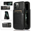 Solid Color PC + TPU Protective Case with Holder & Card Slots For iPhone 12 / 12 Pro(Black)