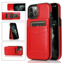 Solid Color PC + TPU Protective Case with Holder & Card Slots For iPhone 12 / 12 Pro(Red)