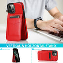 Solid Color PC + TPU Protective Case with Holder & Card Slots For iPhone 12 / 12 Pro(Red)