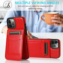 Solid Color PC + TPU Protective Case with Holder & Card Slots For iPhone 12 / 12 Pro(Red)