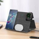 ROCK RWC-0518 3 In 1 Intelligent PU Leather Wireless Charger Station for Huawei Watch / Smart Phones / Wireless Earphone(Grey)