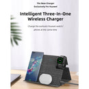 ROCK RWC-0518 3 In 1 Intelligent PU Leather Wireless Charger Station for Huawei Watch / Smart Phones / Wireless Earphone(Grey)