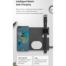 ROCK RWC-0518 3 In 1 Intelligent PU Leather Wireless Charger Station for Huawei Watch / Smart Phones / Wireless Earphone(Grey)
