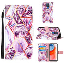 For Motorola Moto G Play (2021) Marble Stitching Horizontal Flip PU Leather Case with Holder & Card Slots & Wallet & Lanyard(Purple)