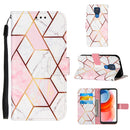 For Motorola Moto G Play (2021) Marble Stitching Horizontal Flip PU Leather Case with Holder & Card Slots & Wallet & Lanyard(Pink White)
