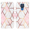 For Motorola Moto G Play (2021) Marble Stitching Horizontal Flip PU Leather Case with Holder & Card Slots & Wallet & Lanyard(Pink White)