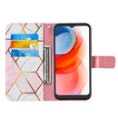 For Motorola Moto G Play (2021) Marble Stitching Horizontal Flip PU Leather Case with Holder & Card Slots & Wallet & Lanyard(Pink White)