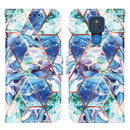For Motorola Moto G Play (2021) Marble Stitching Horizontal Flip PU Leather Case with Holder & Card Slots & Wallet & Lanyard(Blue Green)