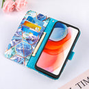 For Motorola Moto G Play (2021) Marble Stitching Horizontal Flip PU Leather Case with Holder & Card Slots & Wallet & Lanyard(Blue Green)