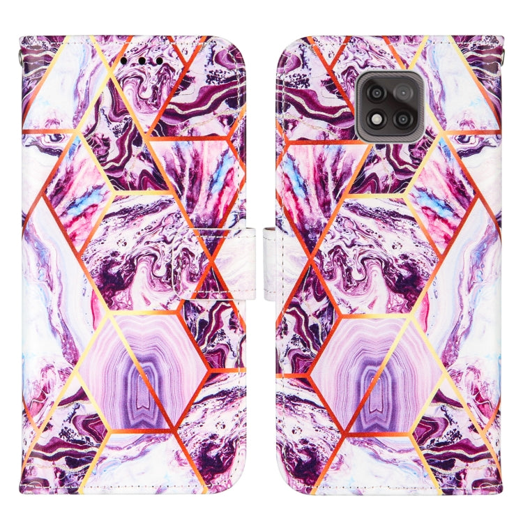 For Motorola Moto G Power (2021) Marble Stitching Horizontal Flip PU Leather Case with Holder & Card Slots & Wallet & Lanyard(Purple)