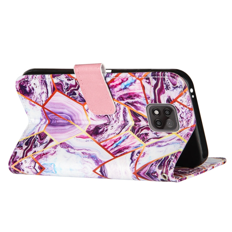 For Motorola Moto G Power (2021) Marble Stitching Horizontal Flip PU Leather Case with Holder & Card Slots & Wallet & Lanyard(Purple)