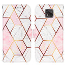 For Motorola Moto G Power (2021) Marble Stitching Horizontal Flip PU Leather Case with Holder & Card Slots & Wallet & Lanyard(Pink White)