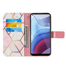 For Motorola Moto G Power (2021) Marble Stitching Horizontal Flip PU Leather Case with Holder & Card Slots & Wallet & Lanyard(Pink White)