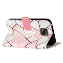 For Motorola Moto G Power (2021) Marble Stitching Horizontal Flip PU Leather Case with Holder & Card Slots & Wallet & Lanyard(Pink White)