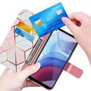 For Motorola Moto G Power (2021) Marble Stitching Horizontal Flip PU Leather Case with Holder & Card Slots & Wallet & Lanyard(Pink White)