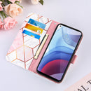 For Motorola Moto G Power (2021) Marble Stitching Horizontal Flip PU Leather Case with Holder & Card Slots & Wallet & Lanyard(Pink White)