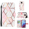 For Motorola Moto G Power (2021) Marble Stitching Horizontal Flip PU Leather Case with Holder & Card Slots & Wallet & Lanyard(Pink White)
