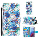 For Motorola Moto G Power (2021) Marble Stitching Horizontal Flip PU Leather Case with Holder & Card Slots & Wallet & Lanyard(Blue Green)