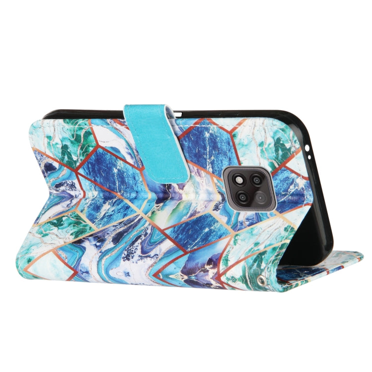 For Motorola Moto G Power (2021) Marble Stitching Horizontal Flip PU Leather Case with Holder & Card Slots & Wallet & Lanyard(Blue Green)