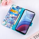 For Motorola Moto G Power (2021) Marble Stitching Horizontal Flip PU Leather Case with Holder & Card Slots & Wallet & Lanyard(Blue Green)