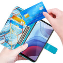 For Motorola Moto G Power (2021) Marble Stitching Horizontal Flip PU Leather Case with Holder & Card Slots & Wallet & Lanyard(Blue)
