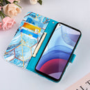For Motorola Moto G Power (2021) Marble Stitching Horizontal Flip PU Leather Case with Holder & Card Slots & Wallet & Lanyard(Blue)