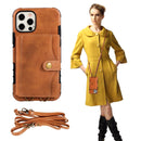 For iPhone 11 Crazy Horse Texture PU + TPU Shockproof Back Cover Case with Card Slots & Holder & Wallet & Crossbody Strap (Coffee)