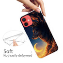 Shockproof Painted Transparent TPU Protective Case For iPhone 12 / 12 Pro(Sky Wolf)