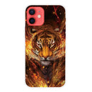 Shockproof Painted Transparent TPU Protective Case For iPhone 12 / 12 Pro(Flame Tiger)