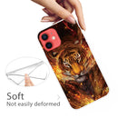 Shockproof Painted Transparent TPU Protective Case For iPhone 12 / 12 Pro(Flame Tiger)