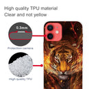 Shockproof Painted Transparent TPU Protective Case For iPhone 12 / 12 Pro(Flame Tiger)