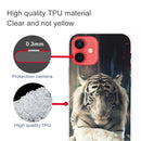 Shockproof Painted Transparent TPU Protective Case For iPhone 12 / 12 Pro(White Tiger)