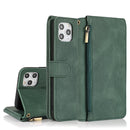 Skin-feel Crazy Horse Texture Zipper Wallet Bag Horizontal Flip Leather Case with Holder & Card Slots & Wallet & Lanyard For iPhone 11(Dark Green)